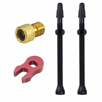 Kit with 2 Tubeless Valves Krayton Aluminium Black   80mm...