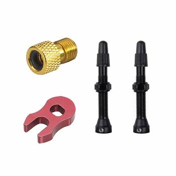 Kit con 2 Válvulas Tubeless Krayton Mousse Alum. Negro -...