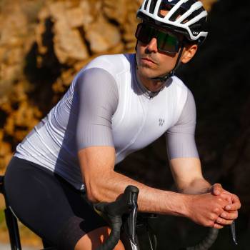 Maillot a manches courtes Windest Alpe d Huez   Blanc Gris