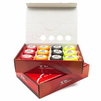 Caja con 12 timbres TKX de acero (colores surtidos)