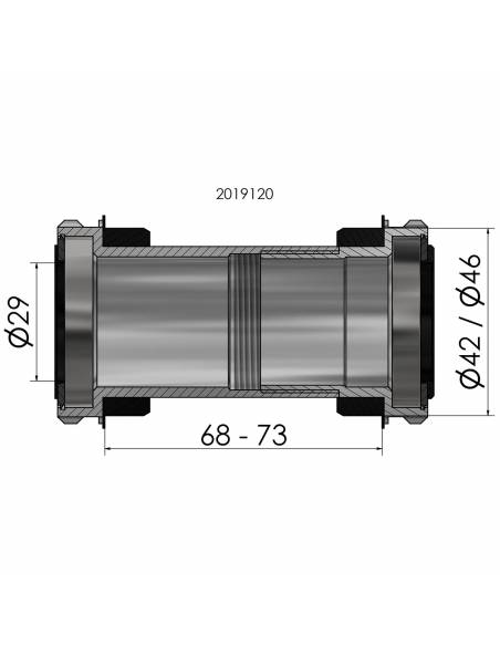 Cartucho pedalier Elvedes - Twist Fit BB30 (42mm) & PF30 (46mm) - 68/73 - Ø29mm